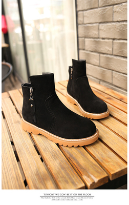 2017新款秋季韓版百搭雙拉鏈短筒靴子女鞋子復古馬丁靴粗跟單靴 東材馬丁靴型號【價格 圖片 品牌 報價】-蘇寧易購力盾服飾鞋帽專營店